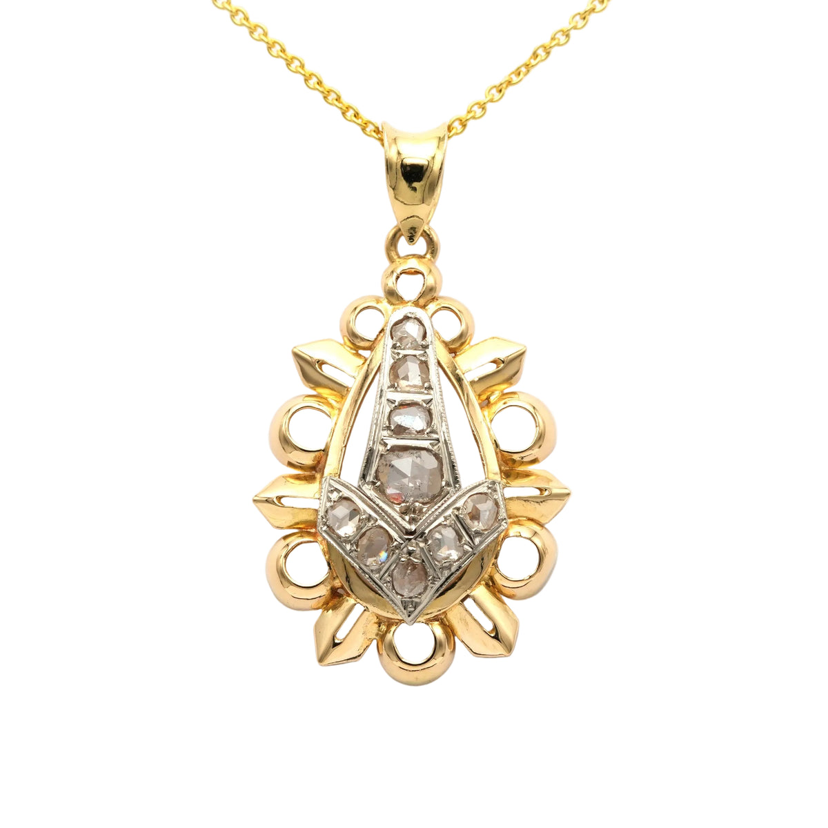 Pendentif en or blanc, or jaune et diamants