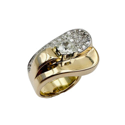 Bague Pavée en or jaune, platine et diamants