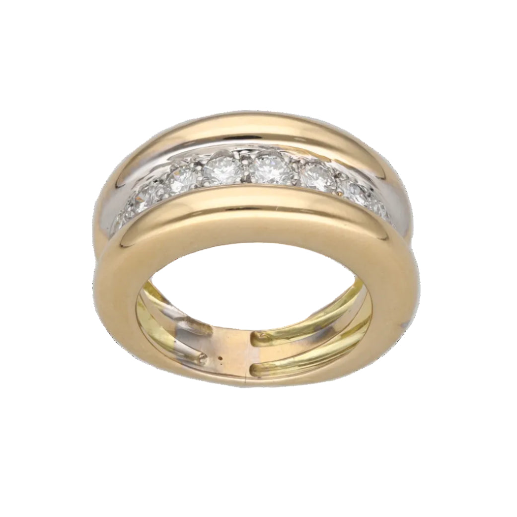 Bague Jonc en or blanc, or jaune et diamants