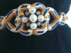 Bracelet ancien Or Email Perles Diamants