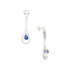 Boucles d'oreilles Pendantes en or blanc, saphirs et diamants