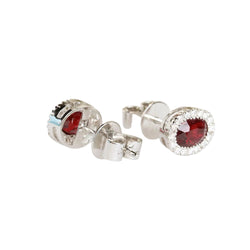 Boucles d'oreilles Puces en or blanc, rubis et diamants