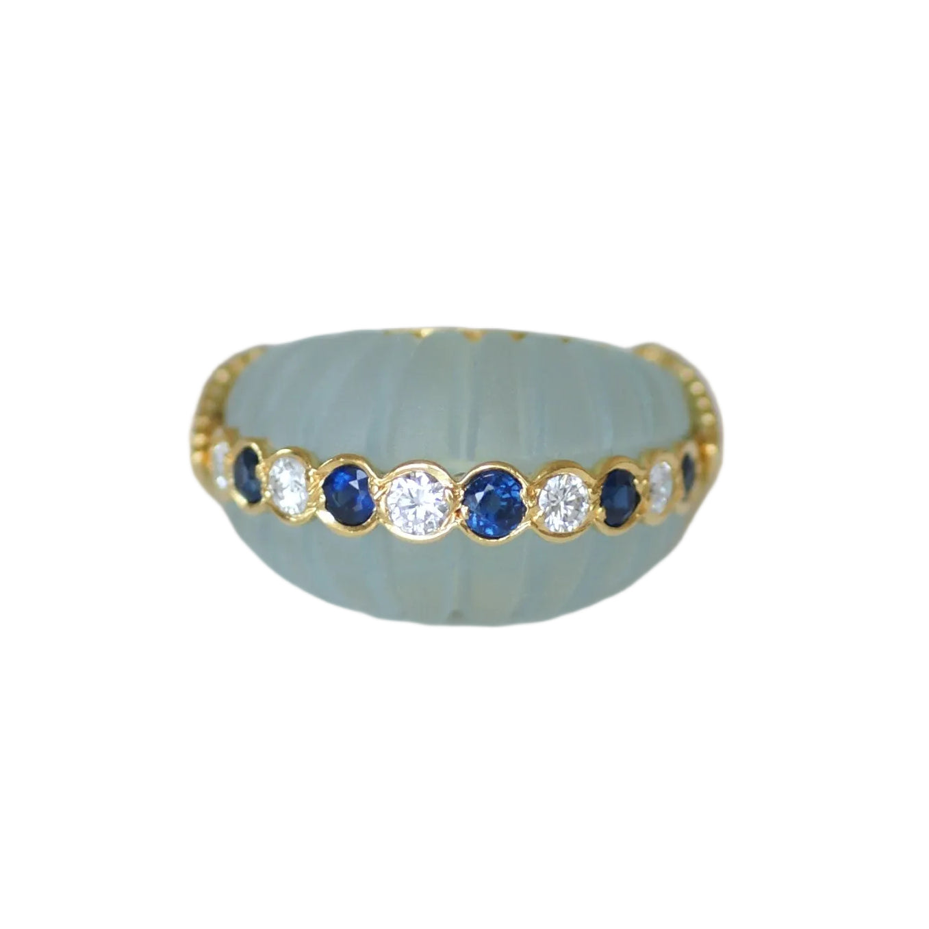 Bague Dôme JEAN & PIERRE BELLIN en or jaune, aigue-marine, saphirs et diamants