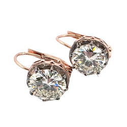 Boucles d'oreilles Dormeuses en or rose, argent et diamants