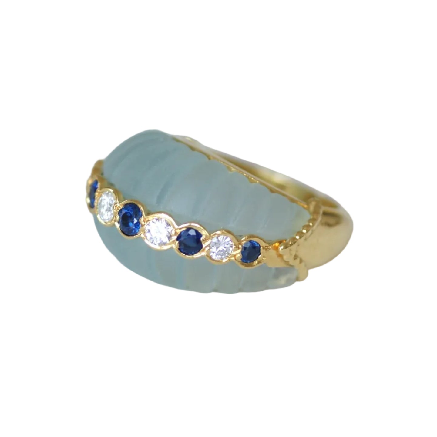 Bague Dôme JEAN & PIERRE BELLIN en or jaune, aigue-marine, saphirs et diamants