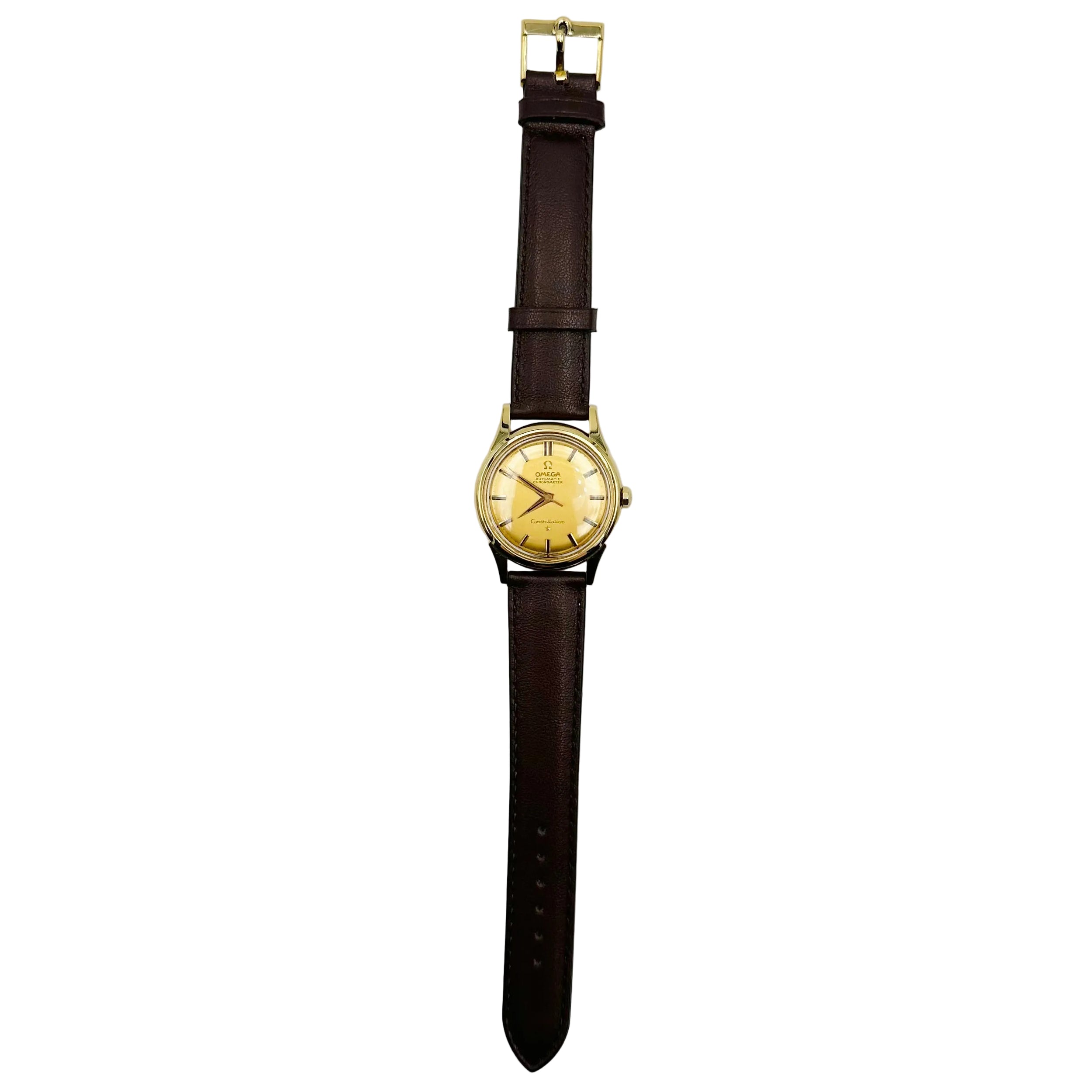 Montre OMEGA "Constellation" en or jaune et cuir