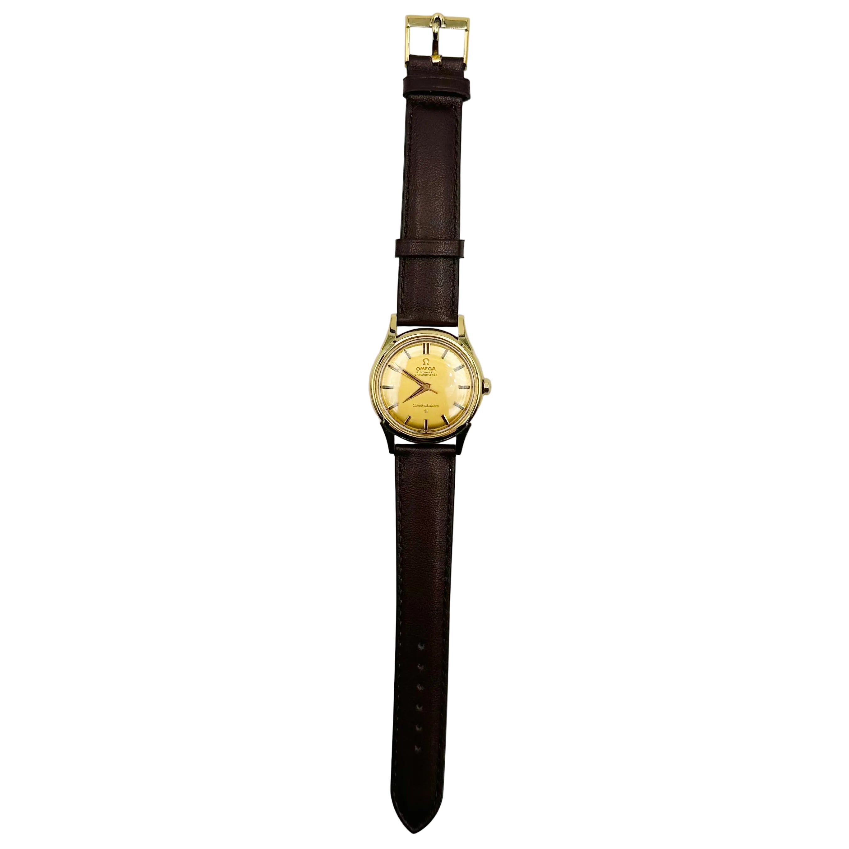 Montre OMEGA "Constellation" en or jaune et cuir