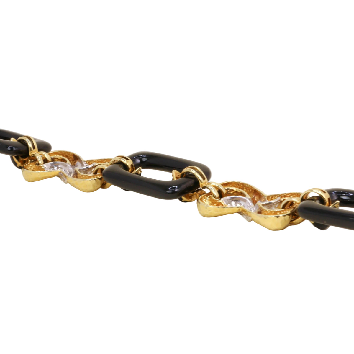 Collier Maille transformable or jaune, onyx et diamants