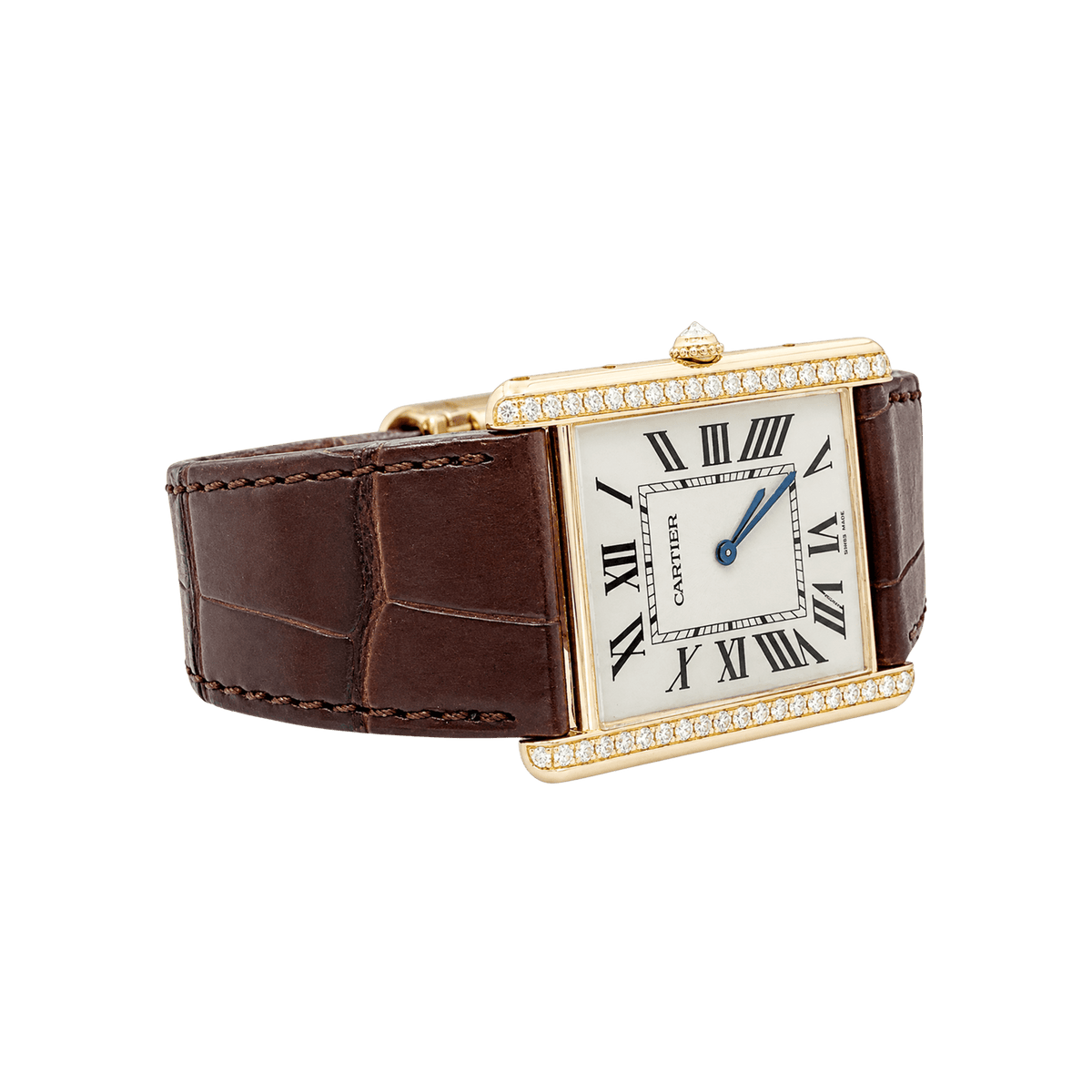 Montre CARTIER "Tank Louis Cartier" XL en or rose, acier et diamants