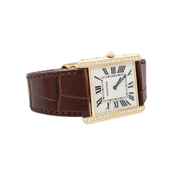 Montre CARTIER "Tank Louis Cartier" XL en or rose, acier et diamants
