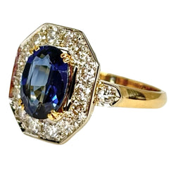 Bague Entourage en or jaune, saphir et diamants