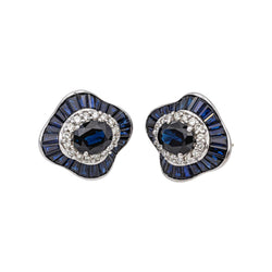 Boucles d'oreilles Or blanc saphir