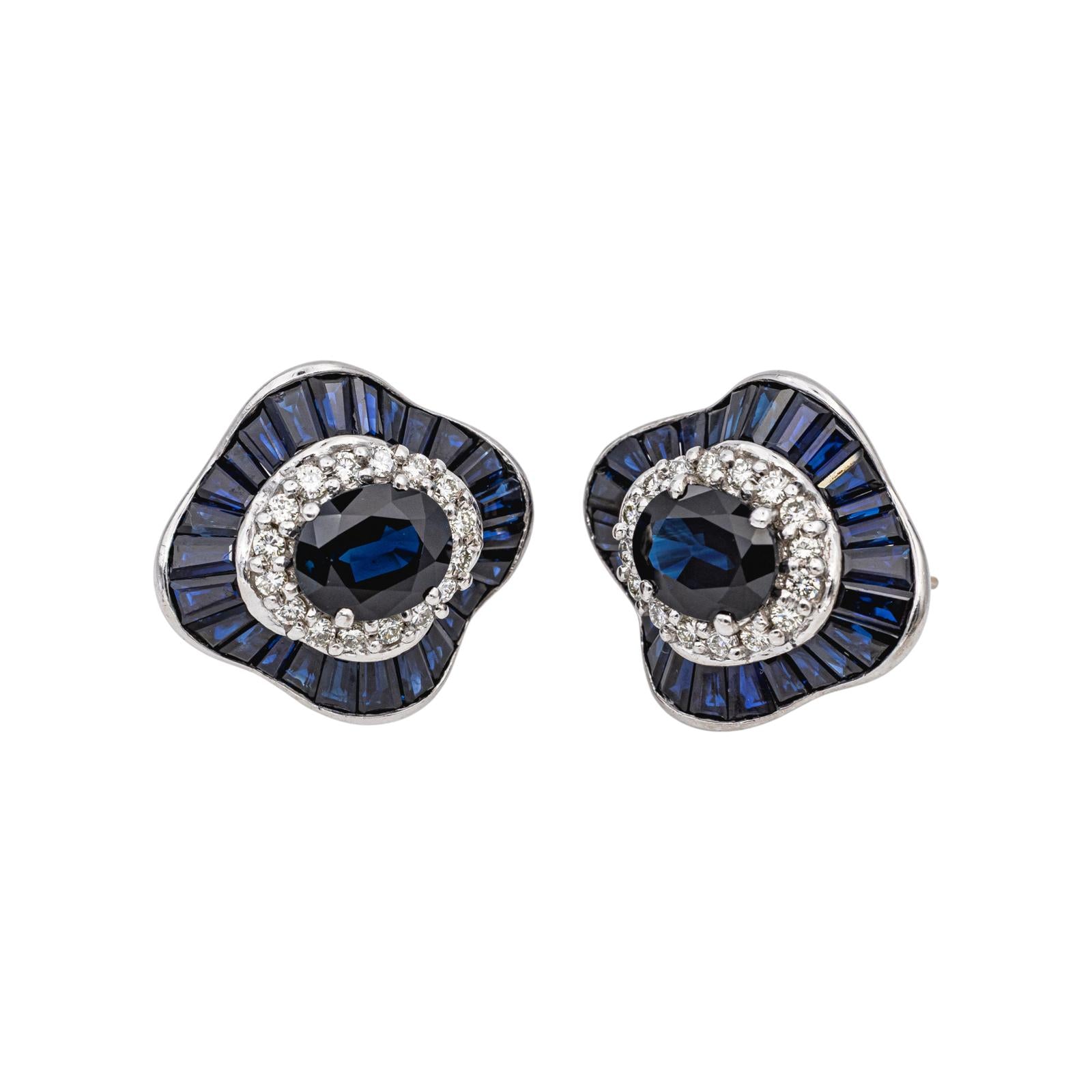 Boucles d'oreilles Or blanc saphir