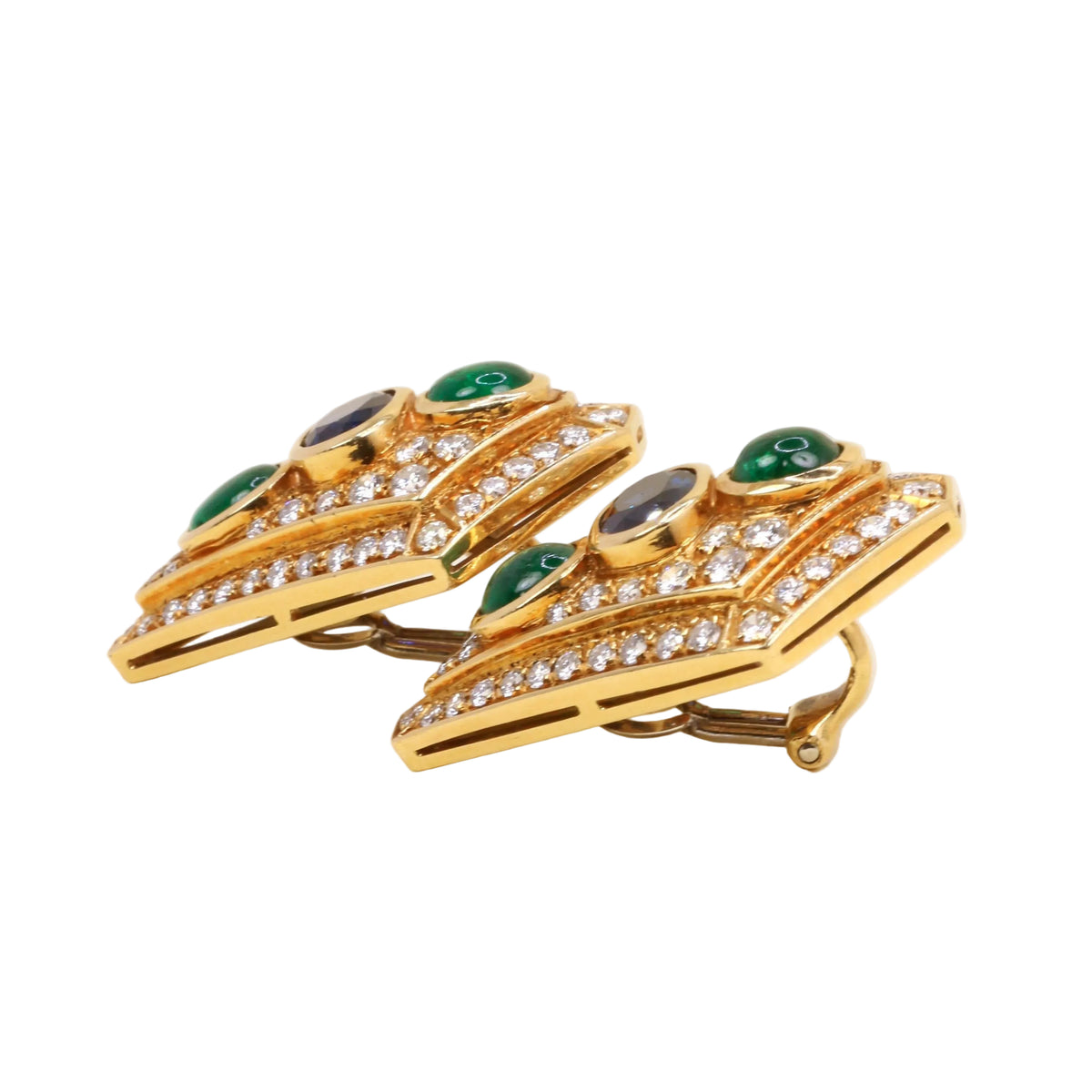 Parure REPOSSI en or jaune, perles, saphirs, émeraudes et diamants