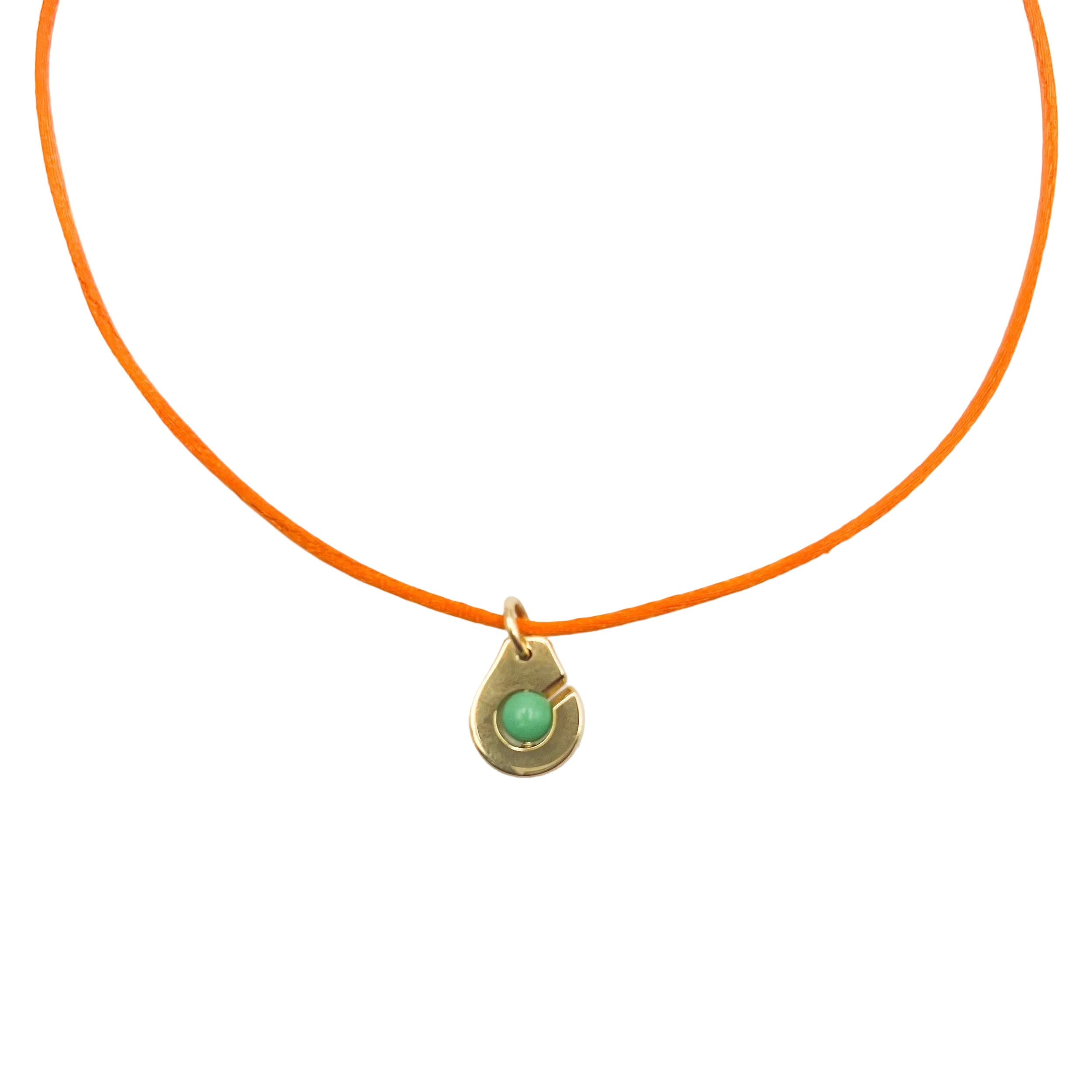 Collier Pendentif DINH VAN "Menottes R10" en or jaune et chrysoprase