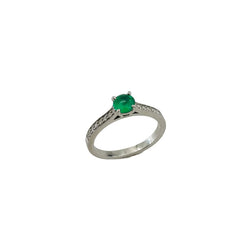 Bague Solitaire GEMMYO "Little Lady Pavée" en platine, émeraude et diamants