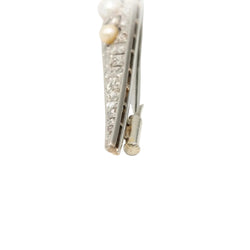 Broche Barrette en or blanc, perles et diamants