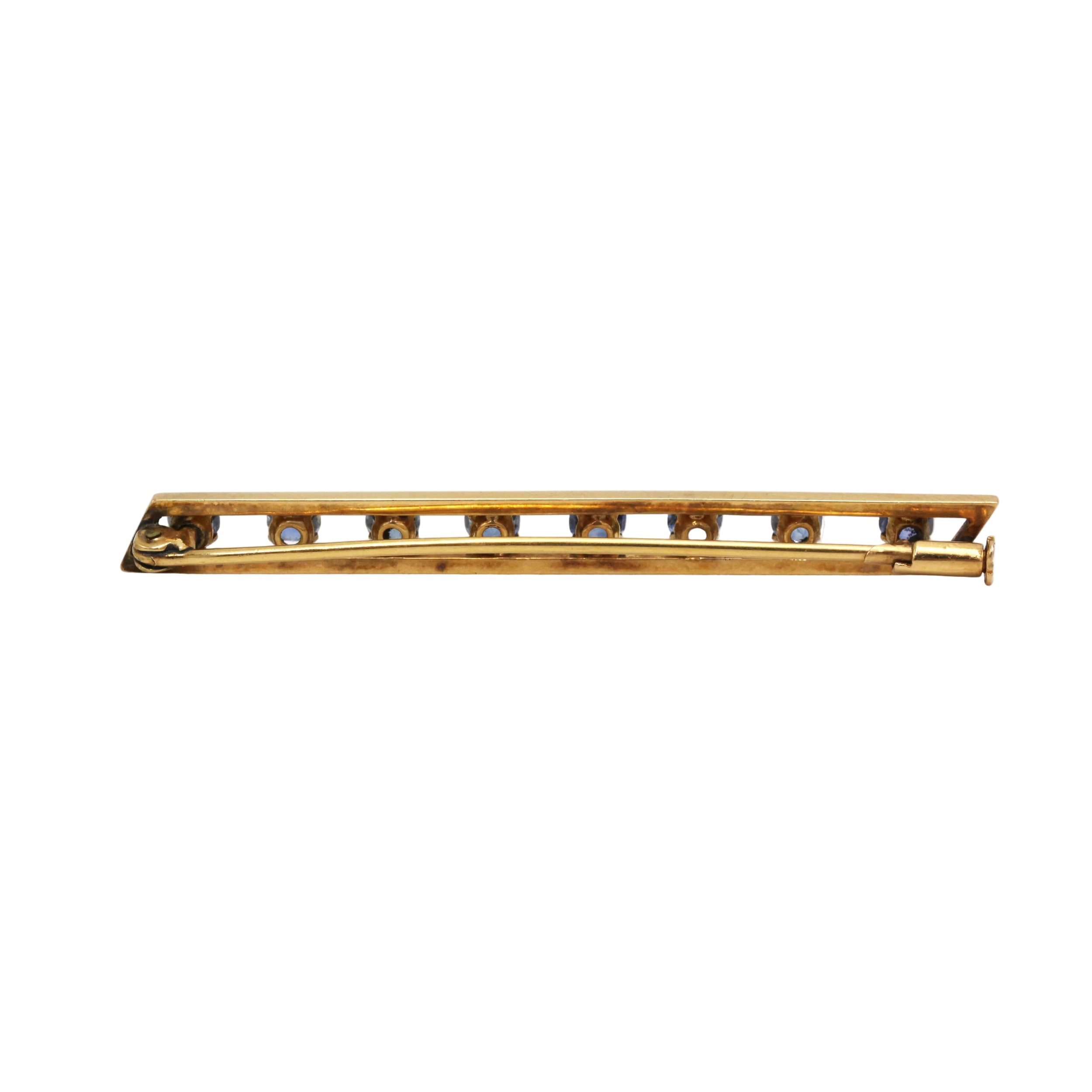 Broche Barrette en or jaune et saphirs