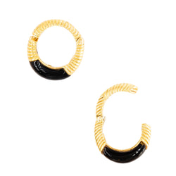 Boucles d'oreilles Créoles CHAUMET en or jaune et oeil de tigre