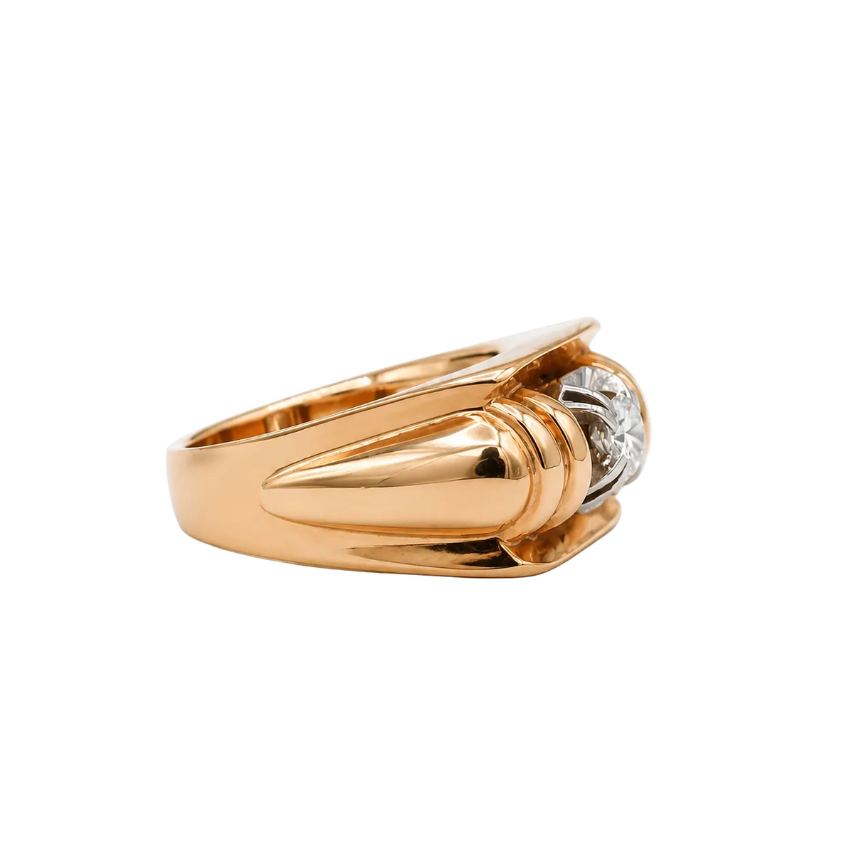 Bague Tank en or rose, platine et diamant