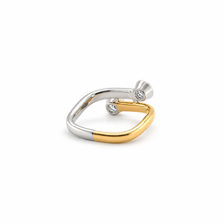 Bague Toi & Moi en or jaune, platine et diamants