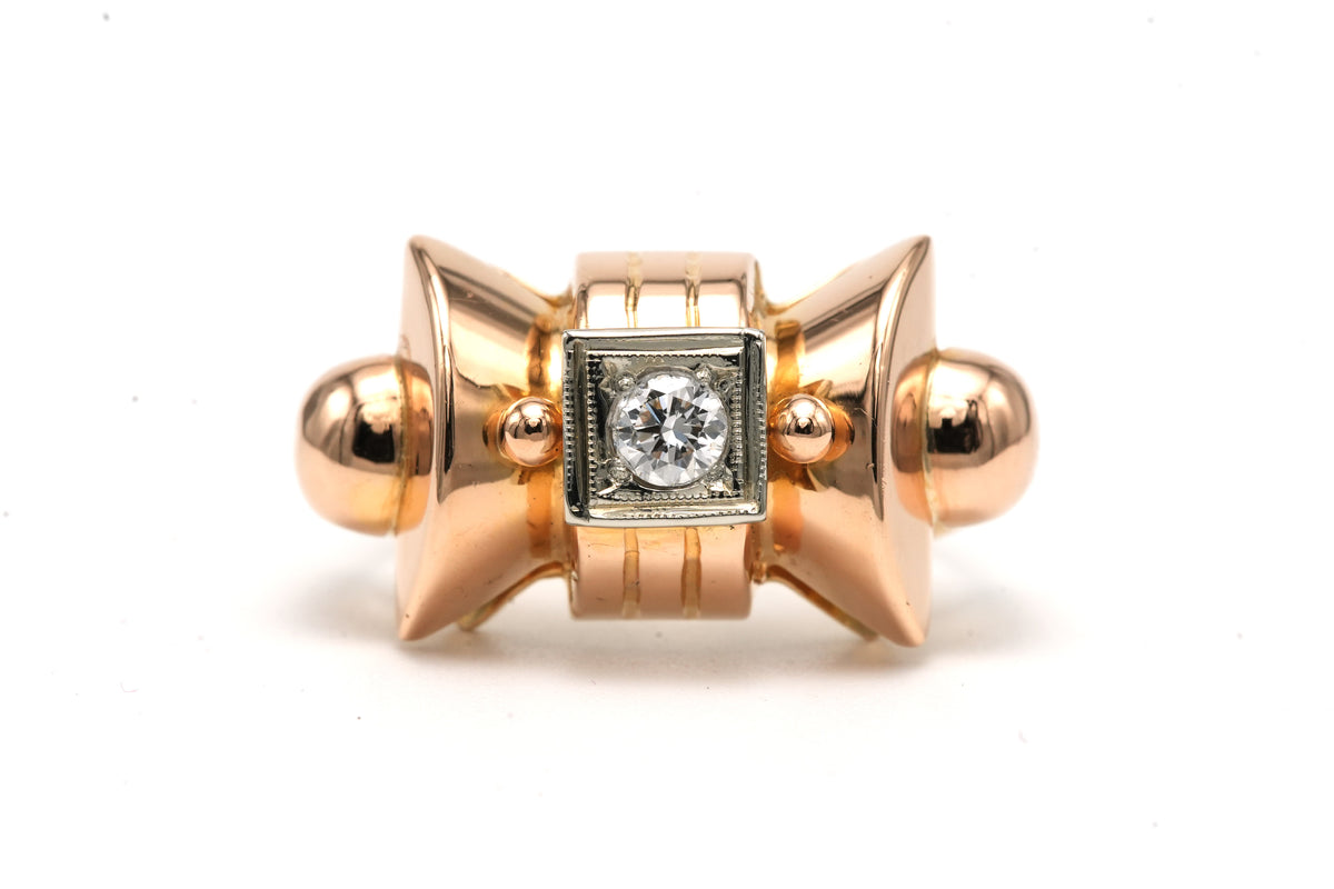 Bague Tank en or jaune et diamants