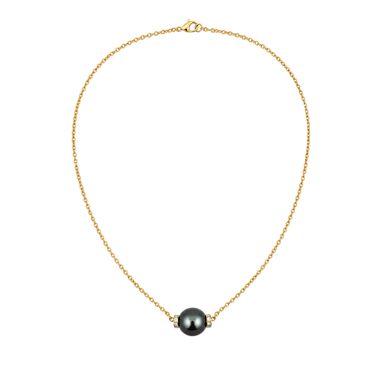 Collier Pendentif en or jaune, perle, et diamants
