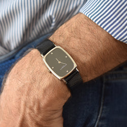 Montre VACHERON CONSTANTIN en or blanc, acier, cuir, onyx et diamants