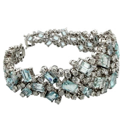 Bracelet en or blanc, aigues-marines et diamants