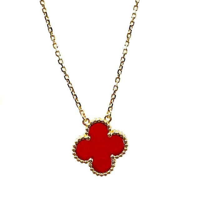 Collier Pendentif VAN CLEEF & ARPELS "Vintage Alhambra" en or jaune et cornaline