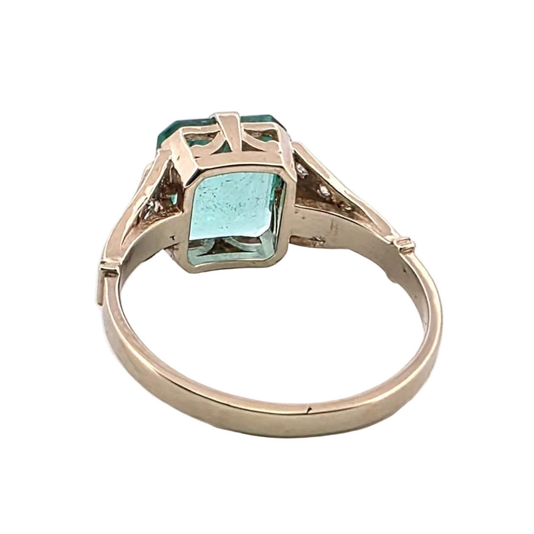 Bague Solitaire en or blanc, émeraude et diamants