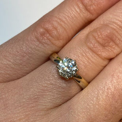 Bague Solitaire en or blanc, or jaune et diamant