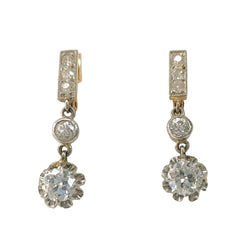 Boucles d'oreilles Dormeuses en or blanc, or jaune et diamants