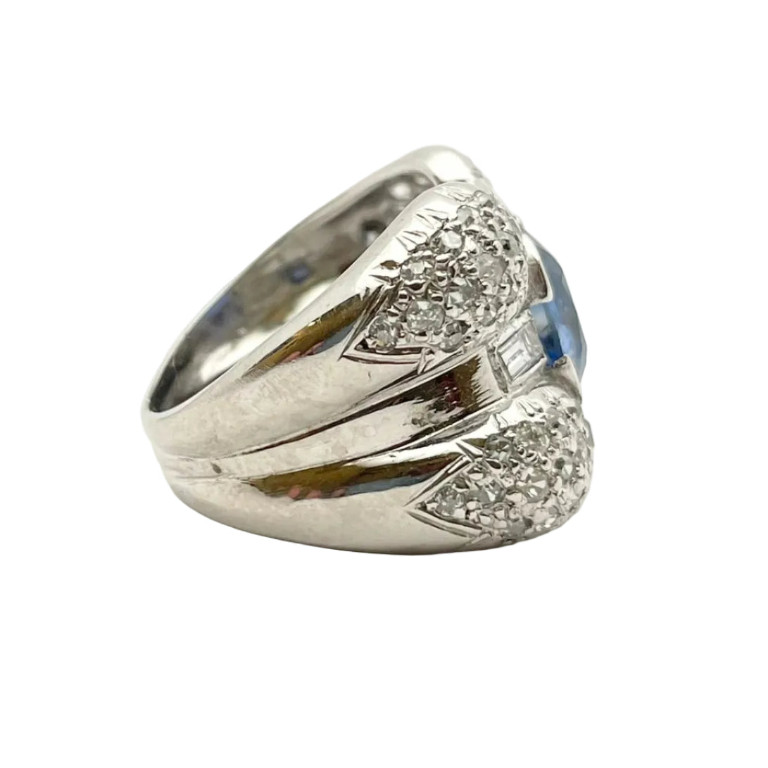 Bague Cocktail en or blanc, saphir et diamants