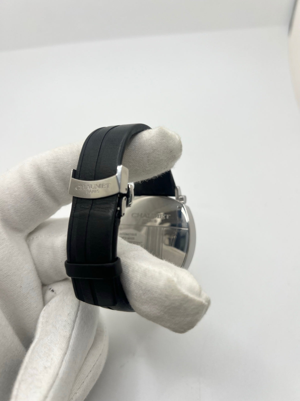 Montre CHAUMET "Dandy" en acier et cuir