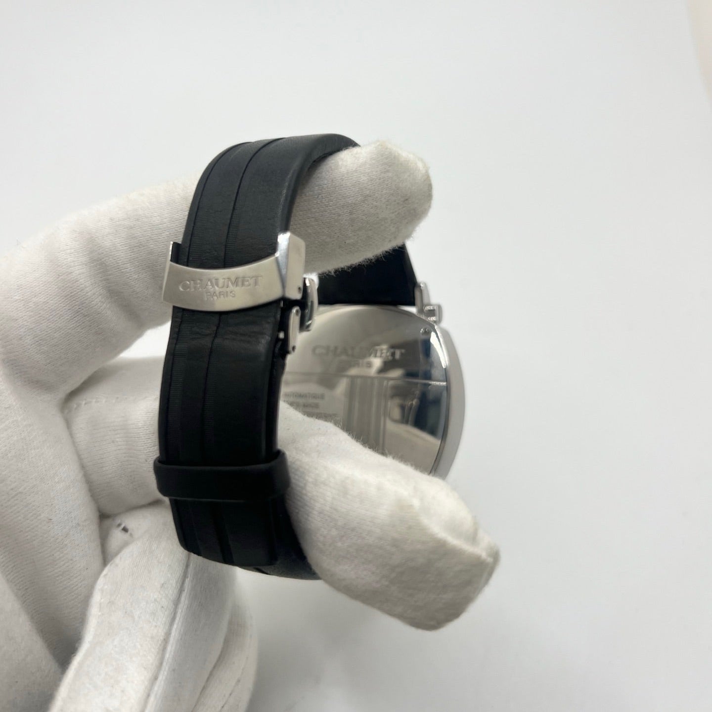 Montre CHAUMET "Dandy" en acier et cuir