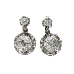 Boucles d'oreilles Dormeuses en or blanc, platine et diamants