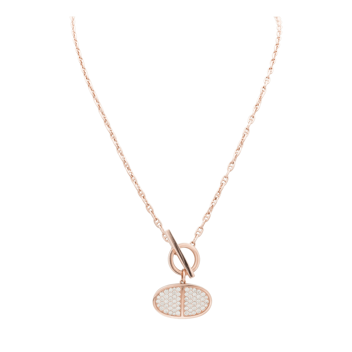 Collier Pendentif HERMÈS "Chaîne d'ancre contour" en or rose et diamants