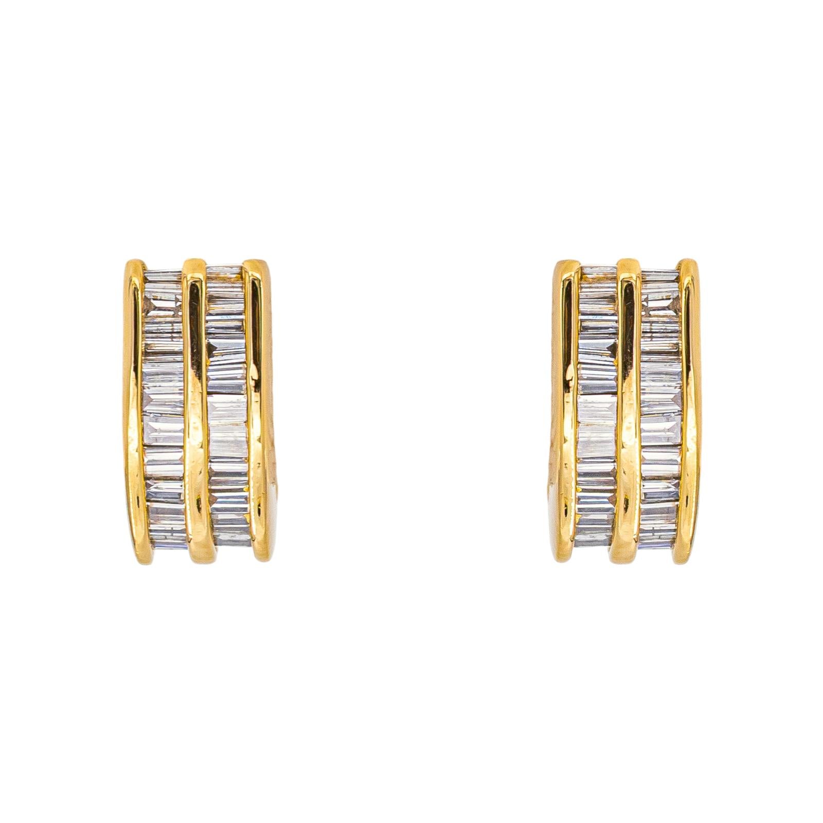 Boucles d'oreilles en or blanc, or jaune et diamants