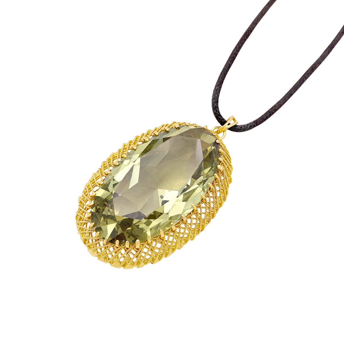 Pendentif en or jaune et prasiolite