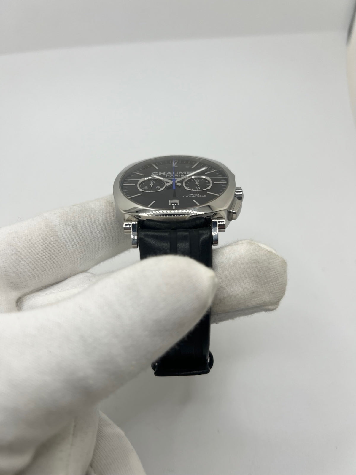 Montre CHAUMET "Dandy" en acier et cuir