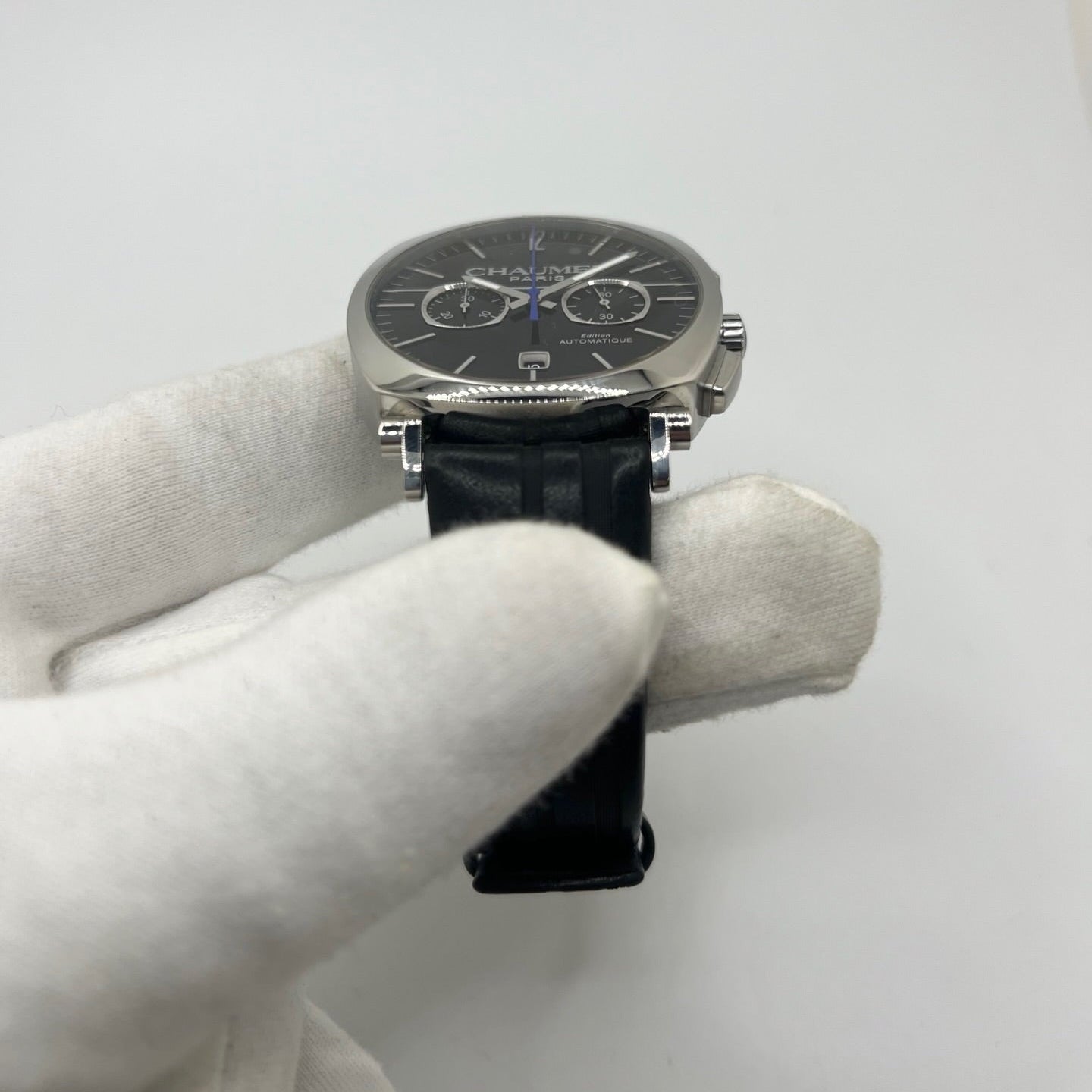 Montre CHAUMET "Dandy" en acier et cuir