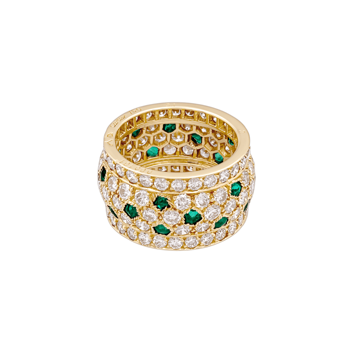 Bague Bandeau CARTIER "Nigéria" en or jaune, émeraudes et diamants