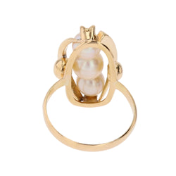 Bague Trilogie en or jaune et perles