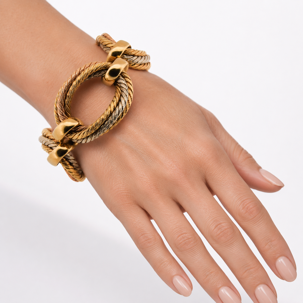 Bracelet Maille CARLO WEINGRILL en or blanc, or jaune et or rose