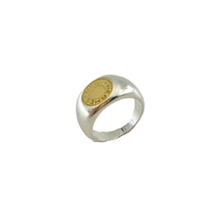 Bague Chevalière HERMÈS "Clou de selle" en argent et or jaune