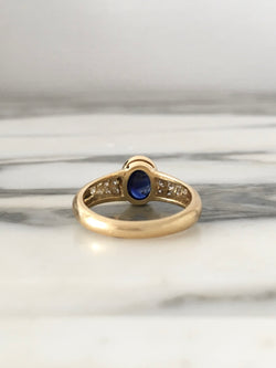 Bague en or jaune 18 carats  saphir et diamants