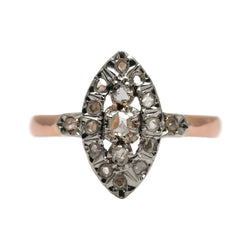 Bague Marquise en or jaune et diamants