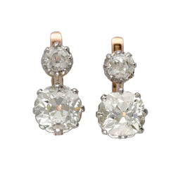 Boucles d'oreilles Dormeuses en or rose, platine et diamants