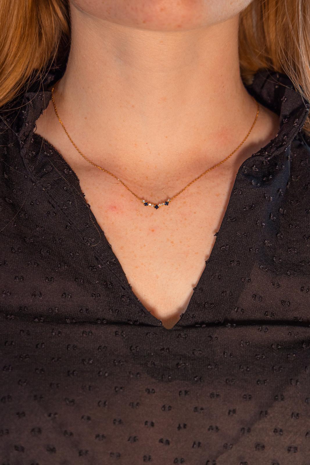 Collier Maille forçat Or jaune Saphir
